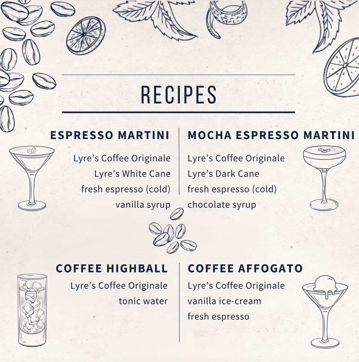 Lyre's Coffee Liqueur Alternative cocktail recipes