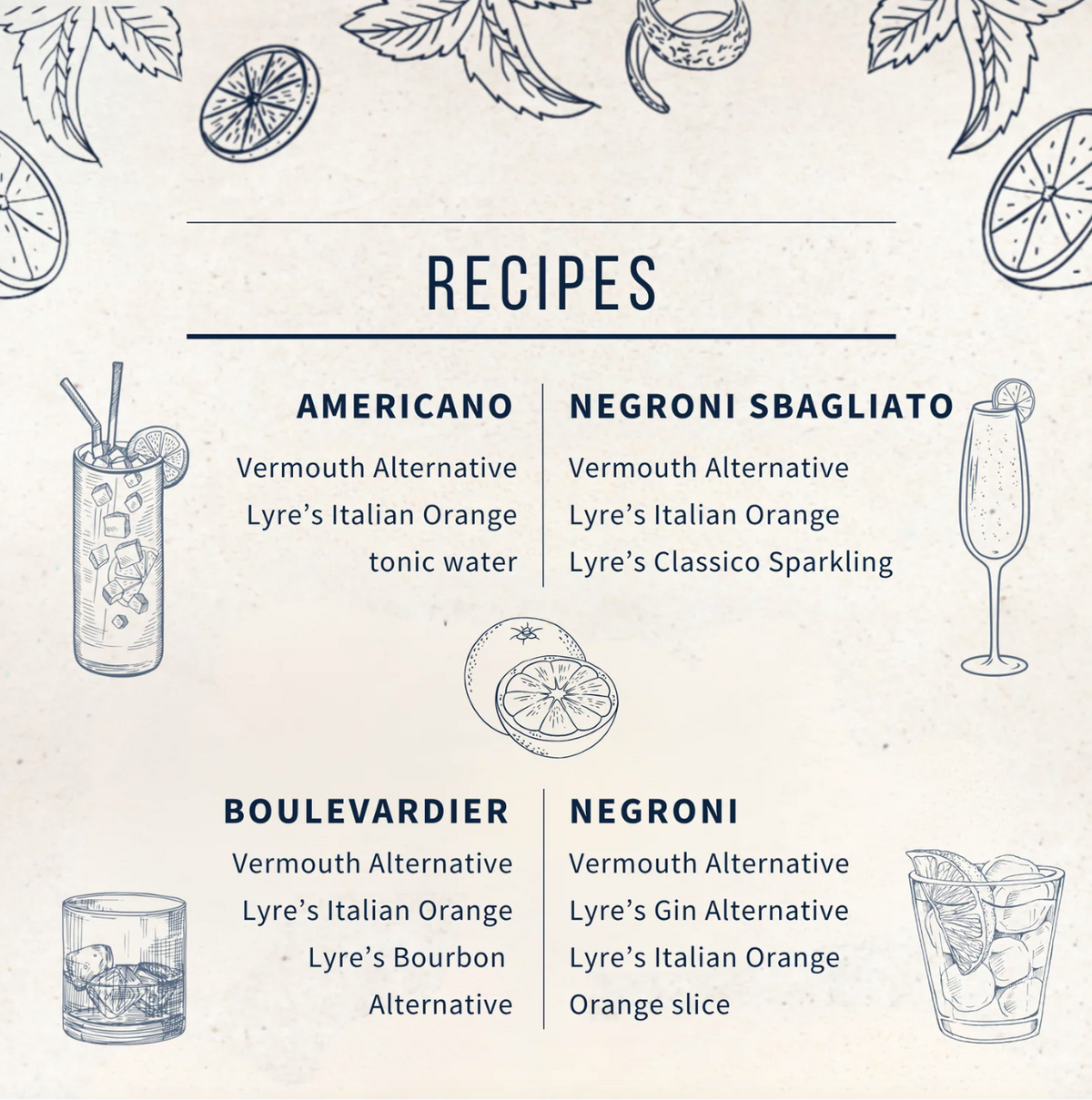 Lyre's Negroni cocktail recipes