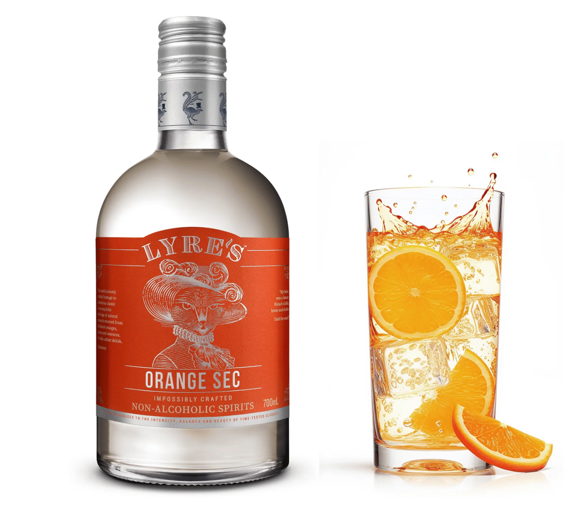 Lyre's Orange Sec — Bottle and orange cocktail