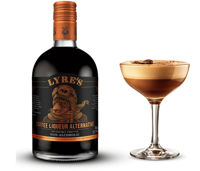 Lyre's Coffee Liqueur Alternative bottle with Espresso Martini