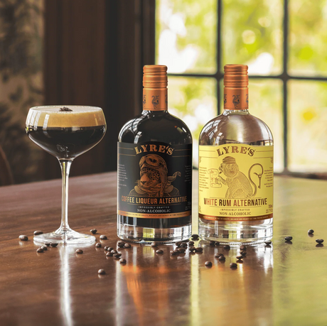 Lyre's Coffee Liqueur Alternative Espresso Martini serving photograph