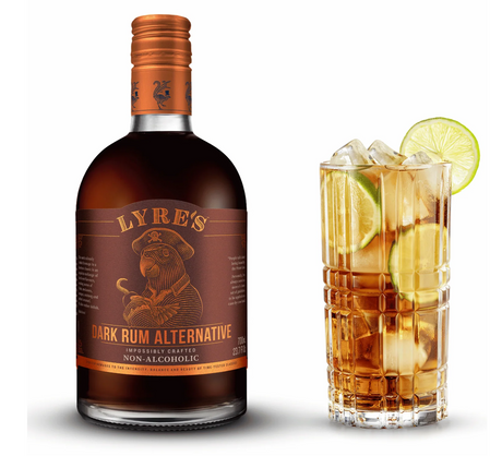 Lyre's Dark Rum Alternative 700mL – Bottle and dark rum cocktail