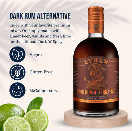 Lyre's Dark Rum Alternative 700mL – Bottle and serving suggestions