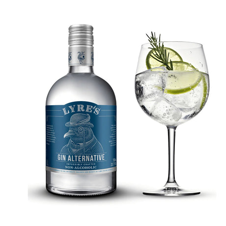 Lyre's Gin Alternative 700mL - bottle and gin and tonic