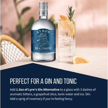 Lyre's Gin Alternative 700mL - gin and tonic serving suggestion